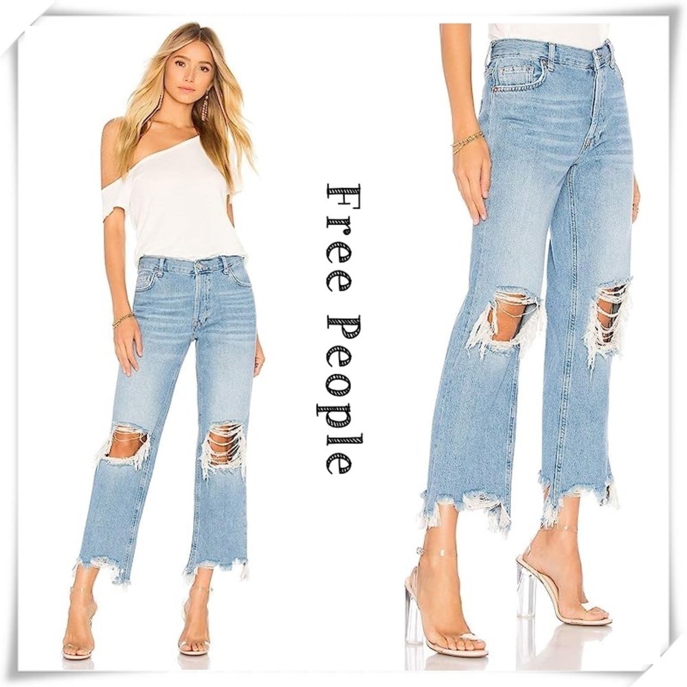 FREE people Maggie Straight Leg Jeans in Light Washed Size 26